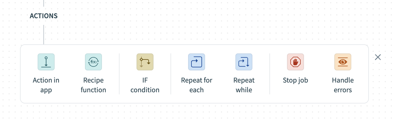 Action choices in Automation Studio